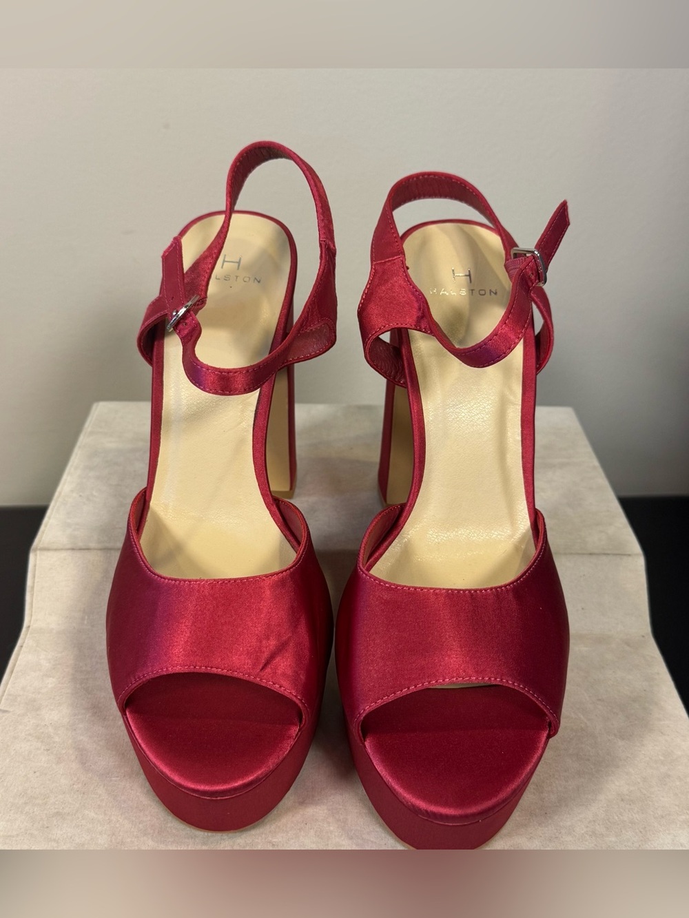 H by Halston pink Satin Platform Block Heel Sandals size 9, NWOT - Picture 6 of 7